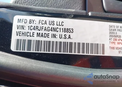 2022 Jeep Grand Cherokee Laredo E/Laredo X from USA, damaged, VIN 1C4RJFAG4NC118853